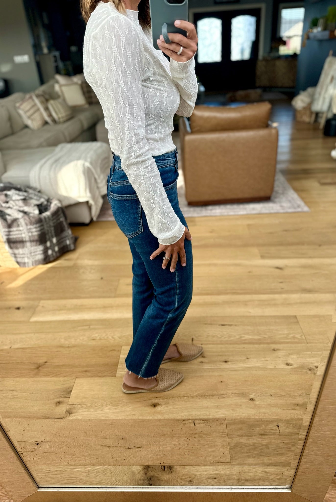 Whispered Grace Textured Long Sleeve-Dari & Dani-Anna Kaytes Boutique, Women's Fashion Boutique in Grinnell, Iowa