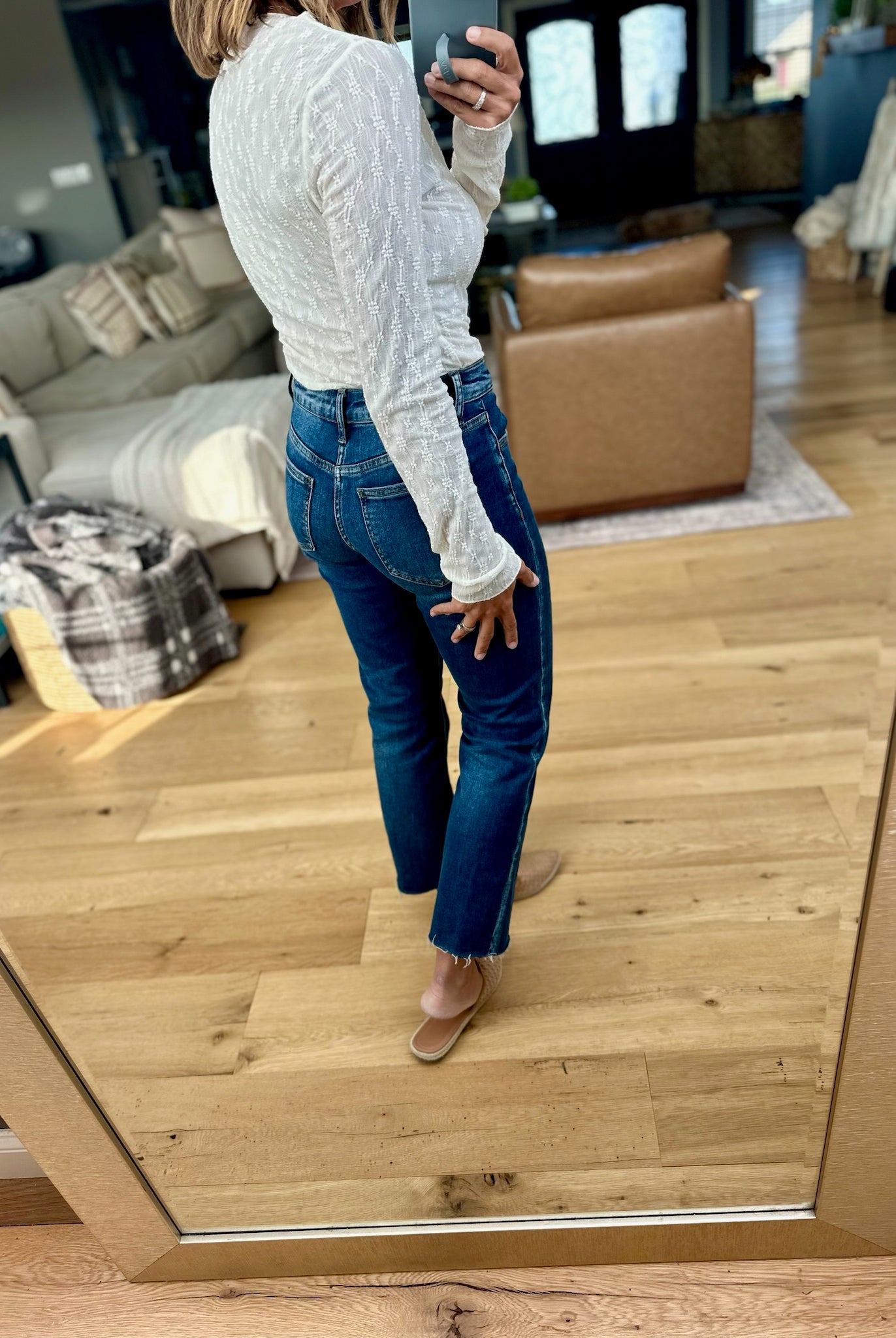 Whispered Grace Textured Long Sleeve-Dari & Dani-Anna Kaytes Boutique, Women's Fashion Boutique in Grinnell, Iowa