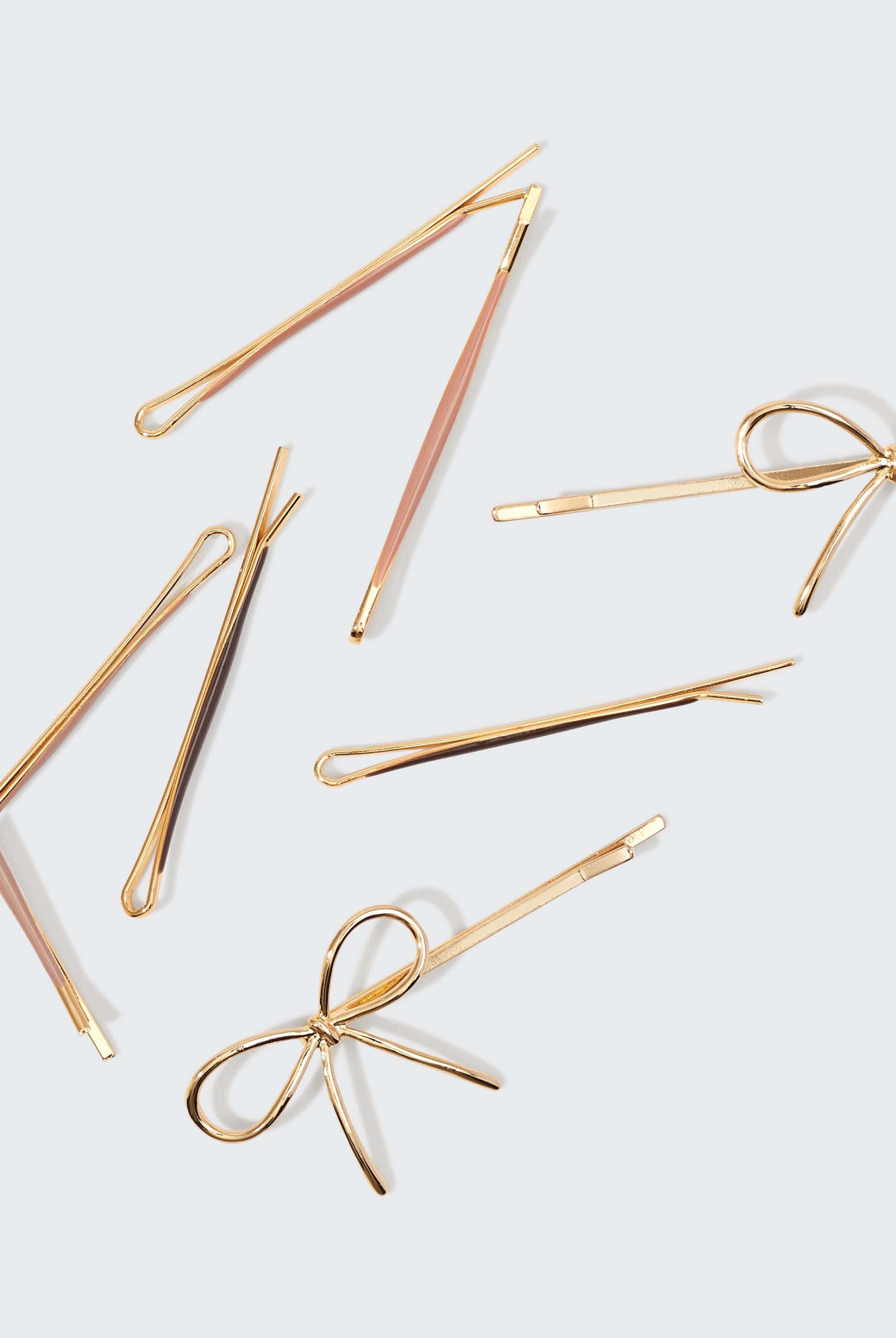 Metal Enamel Cloud & Bow Bobby Pins 8pc Set - Rosewood-Hair Accessories-KITSCH-Anna Kaytes Boutique, Women's Fashion Boutique in Grinnell, Iowa