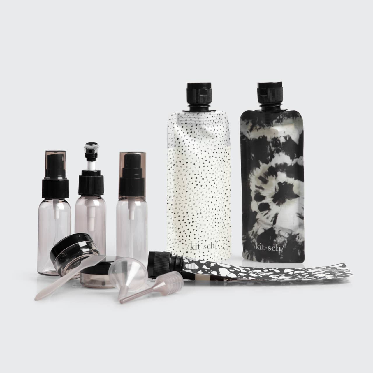 Refillable Ultimate Travel 11pc Set - Black & Ivory-KITSCH-Anna Kaytes Boutique, Women's Fashion Boutique in Grinnell, Iowa