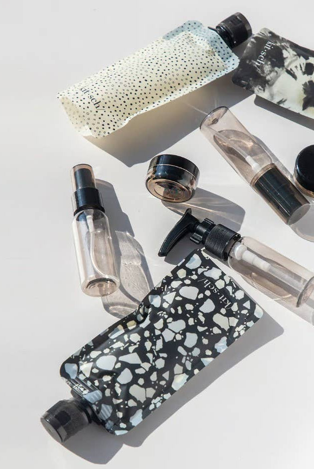 Refillable Ultimate Travel 11pc Set - Black & Ivory-KITSCH-Anna Kaytes Boutique, Women's Fashion Boutique in Grinnell, Iowa