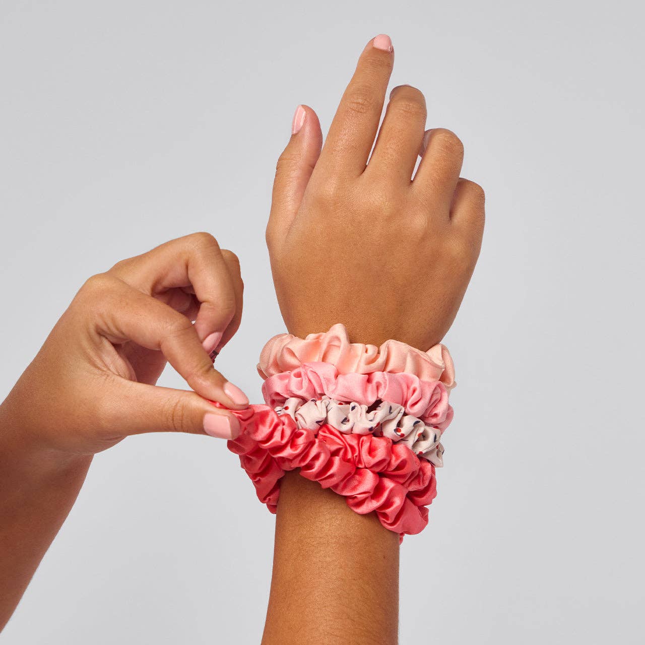 Ruched Satin Scrunchies 5pc Set - Assorted Cherry Blossom-KITSCH-Anna Kaytes Boutique, Women's Fashion Boutique in Grinnell, Iowa