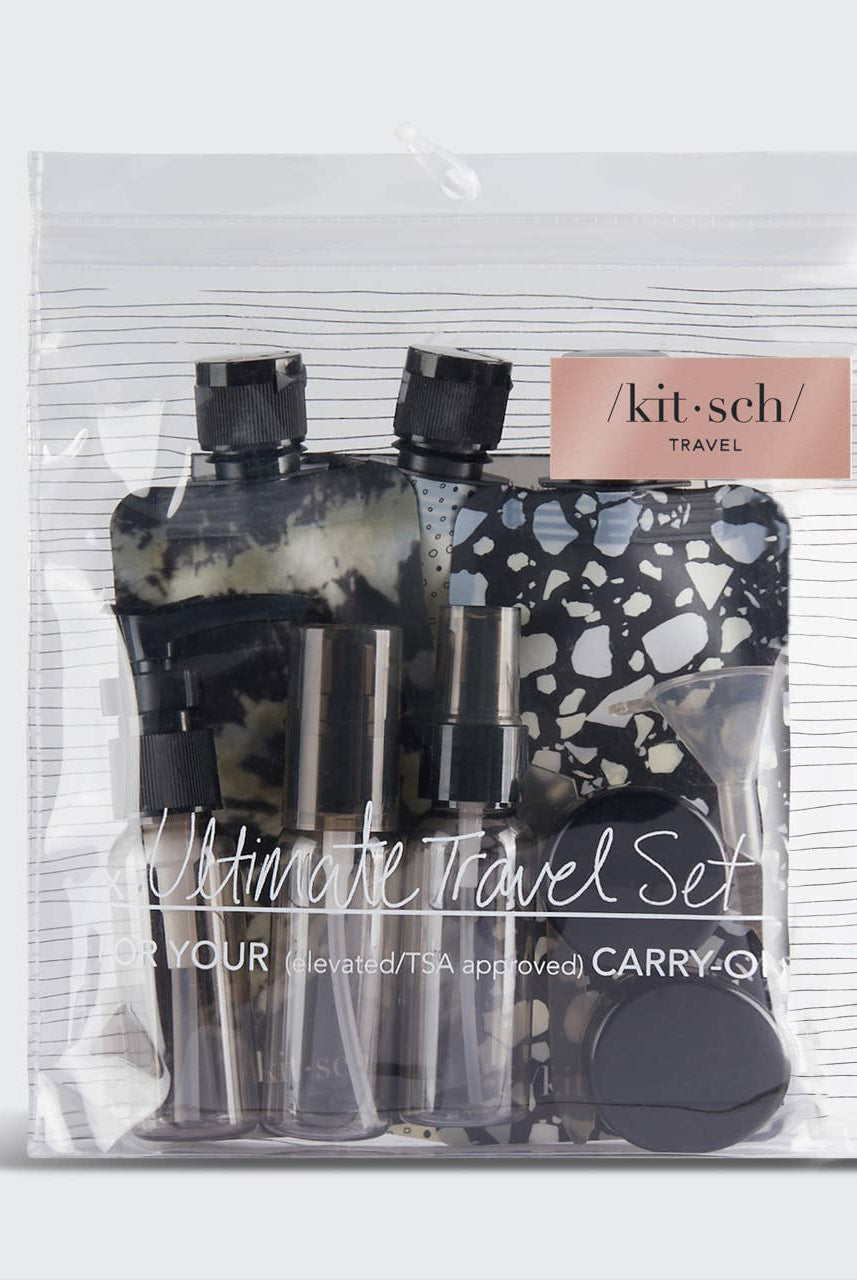 Refillable Ultimate Travel 11pc Set - Black & Ivory-KITSCH-Anna Kaytes Boutique, Women's Fashion Boutique in Grinnell, Iowa