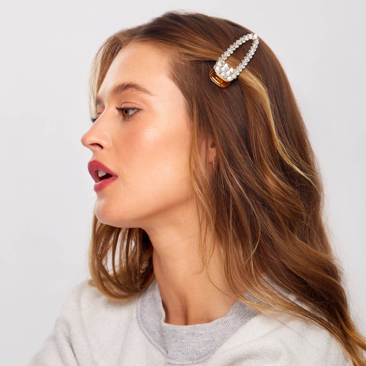 Metal Rhinestone Large Open Shape Hair Clip 1pc - Gold-KITSCH-Anna Kaytes Boutique, Women's Fashion Boutique in Grinnell, Iowa