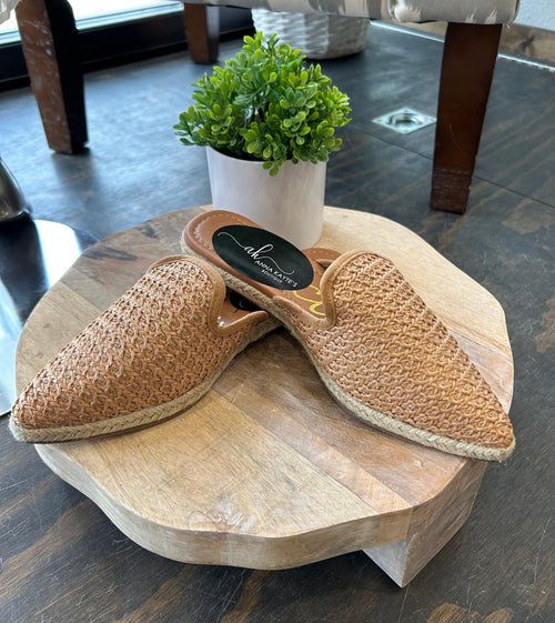 Ivy Woven Raffia Mule- Camel-Shoes-Ccocci- Annabelle-Anna Kaytes Boutique, Women's Fashion Boutique in Grinnell, Iowa