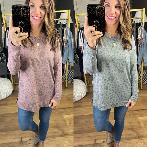 The Naomi Leopard Print Longsleeve With Side Slit Detail - Multiple Options-Be Cool B1033-Anna Kaytes Boutique, Women's Fashion Boutique in Grinnell, Iowa