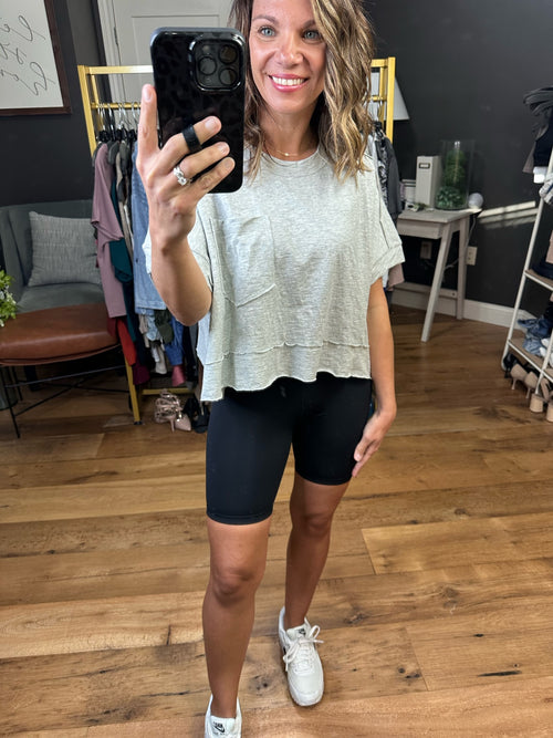 Best Around Crossover Waist Biker Shorts - Black-Mono B BP621-Anna Kaytes Boutique, Women's Fashion Boutique in Grinnell, Iowa