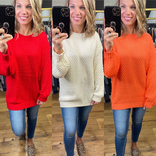 Back To The Beginning Textured Knit Crew Sweater - Multiple Options-Vine & Love VT60523A-Anna Kaytes Boutique, Women's Fashion Boutique in Grinnell, Iowa