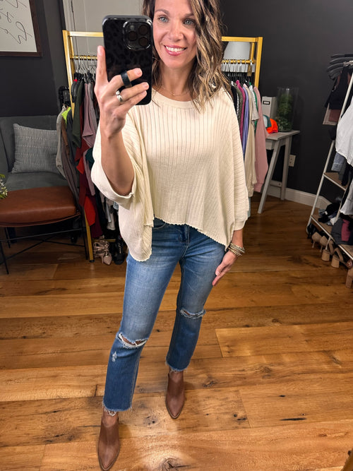 Almost Paradise Ribbed Dolman Top - Natural-By Together L4646-Anna Kaytes Boutique, Women's Fashion Boutique in Grinnell, Iowa