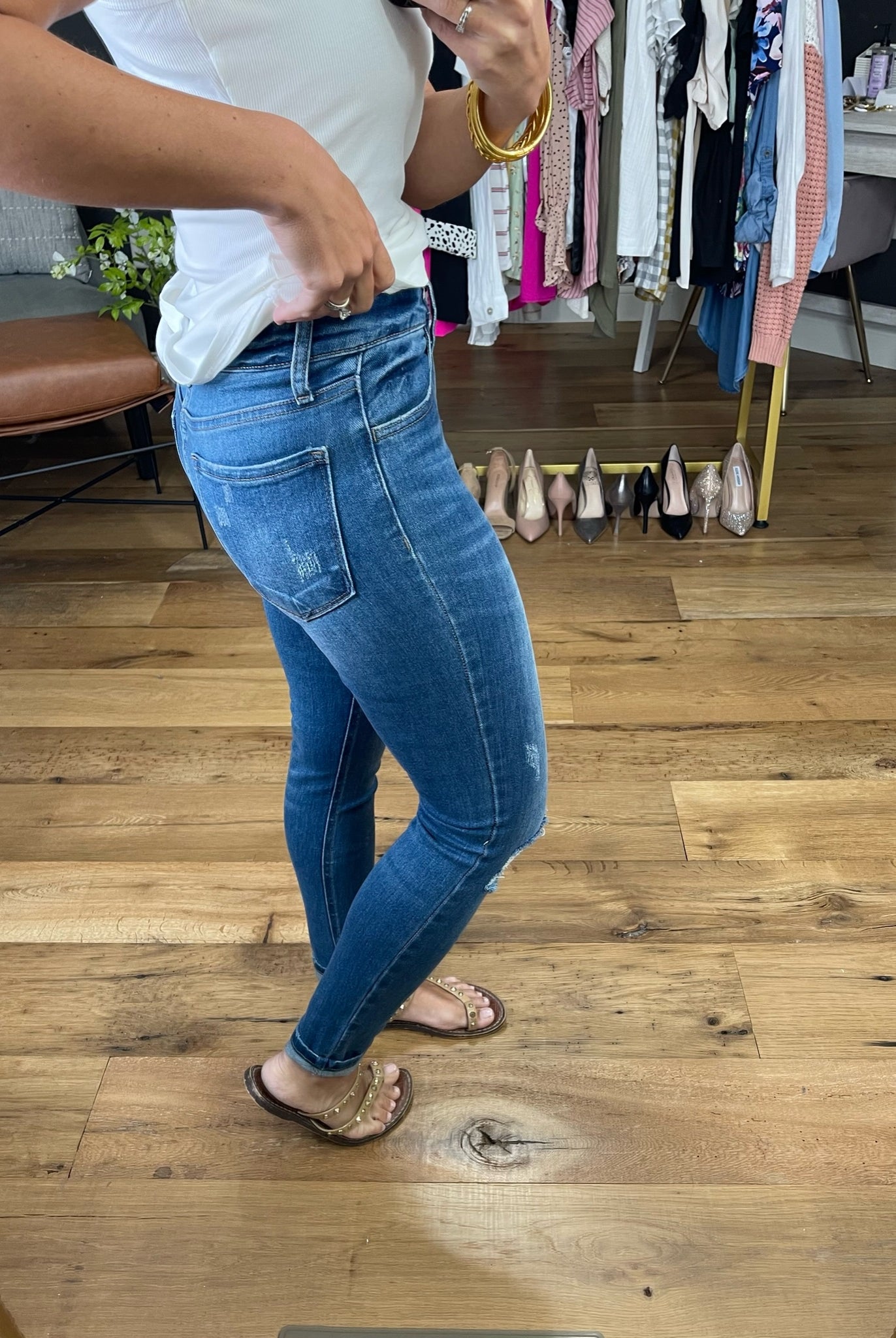 The Jonnie High-Rise Distressed Skinny Crop Denim-Jeans-Vervet V2374-Anna Kaytes Boutique, Women's Fashion Boutique in Grinnell, Iowa