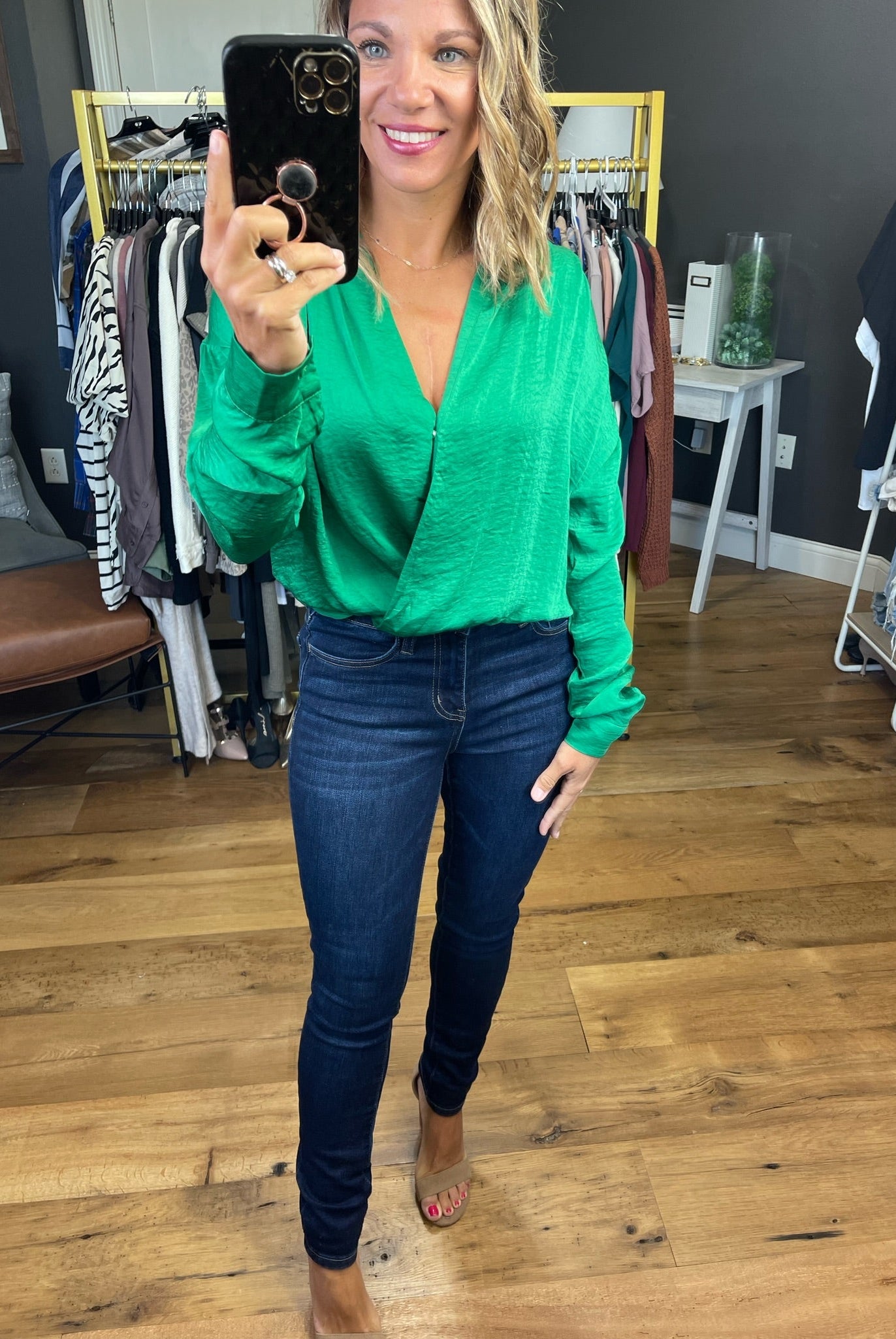 On Days End Faux Wrap Longsleeve Bodysuit - Multiple Options-Bodysuits-Glam GT4636-Anna Kaytes Boutique, Women's Fashion Boutique in Grinnell, Iowa