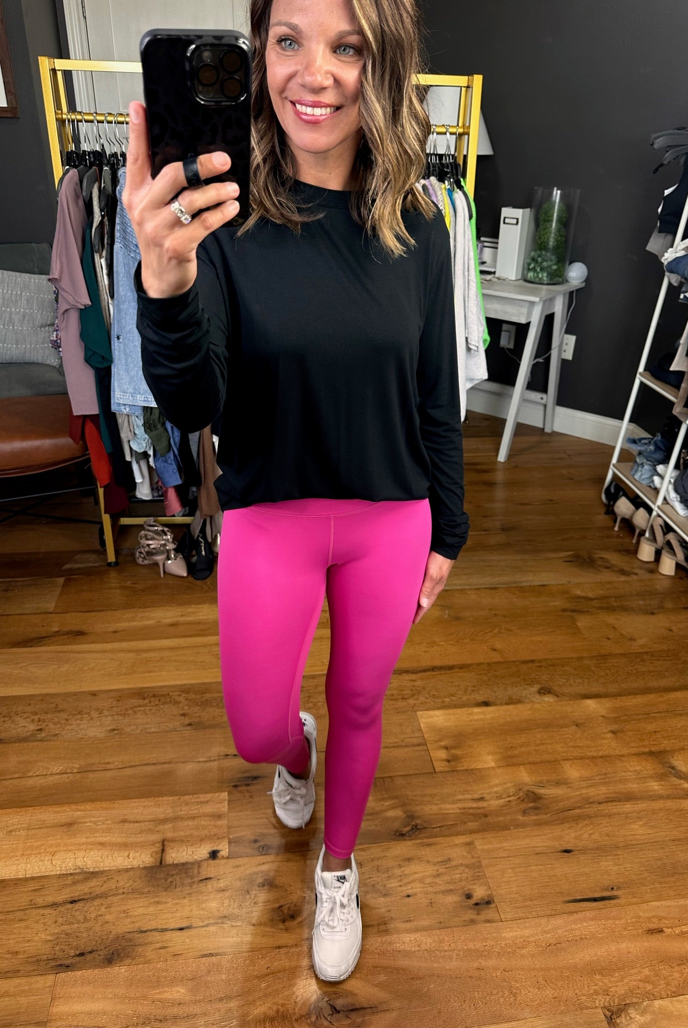 The Sierra High-Waisted Leggings - Hot Pink-Leggings-Mono B APH-B0915-Anna Kaytes Boutique, Women's Fashion Boutique in Grinnell, Iowa