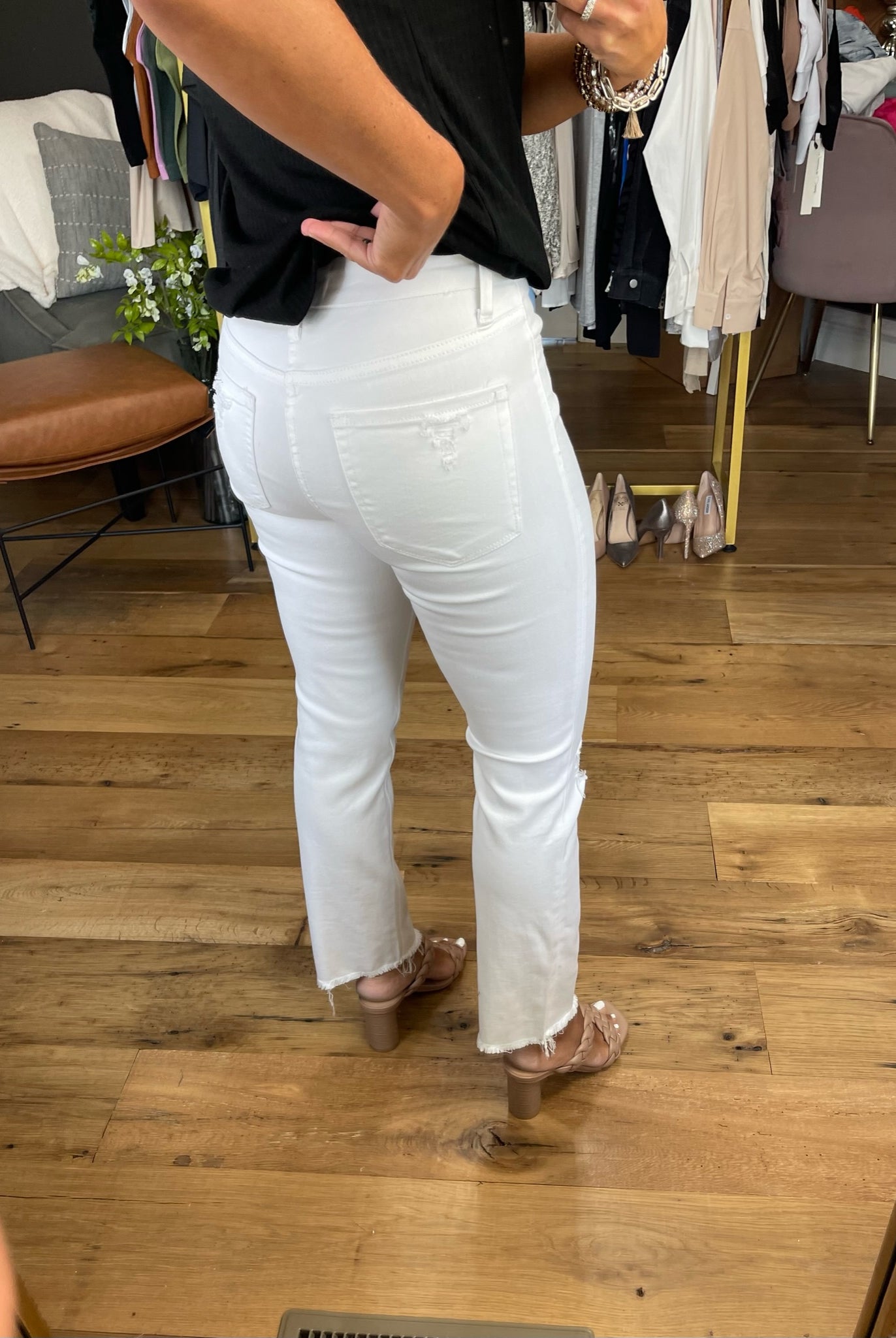 The Willow Raw Hem Denim With Light Distressed Detail - White-Jeans-Vervet V2412-Anna Kaytes Boutique, Women's Fashion Boutique in Grinnell, Iowa