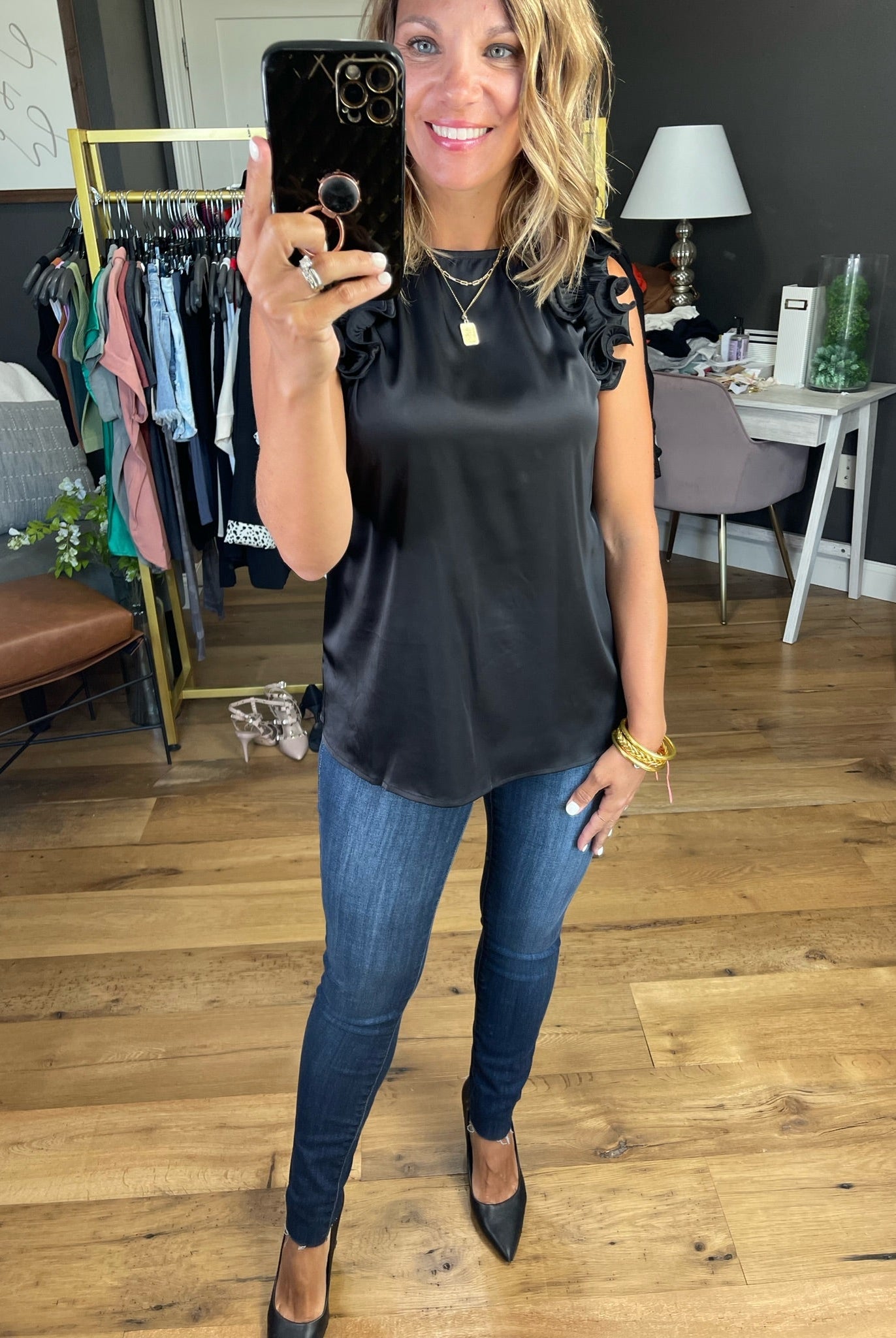Meet Me At Midnight Statement Sleeve Top - Multiple Options-Short Sleeves-Jodifl B8490-Anna Kaytes Boutique, Women's Fashion Boutique in Grinnell, Iowa