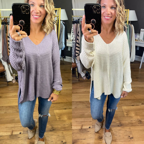 Isn't It True Textured Side Slit Sweater - Multiple Options-Wishlist-Anna Kaytes Boutique, Women's Fashion Boutique in Grinnell, Iowa