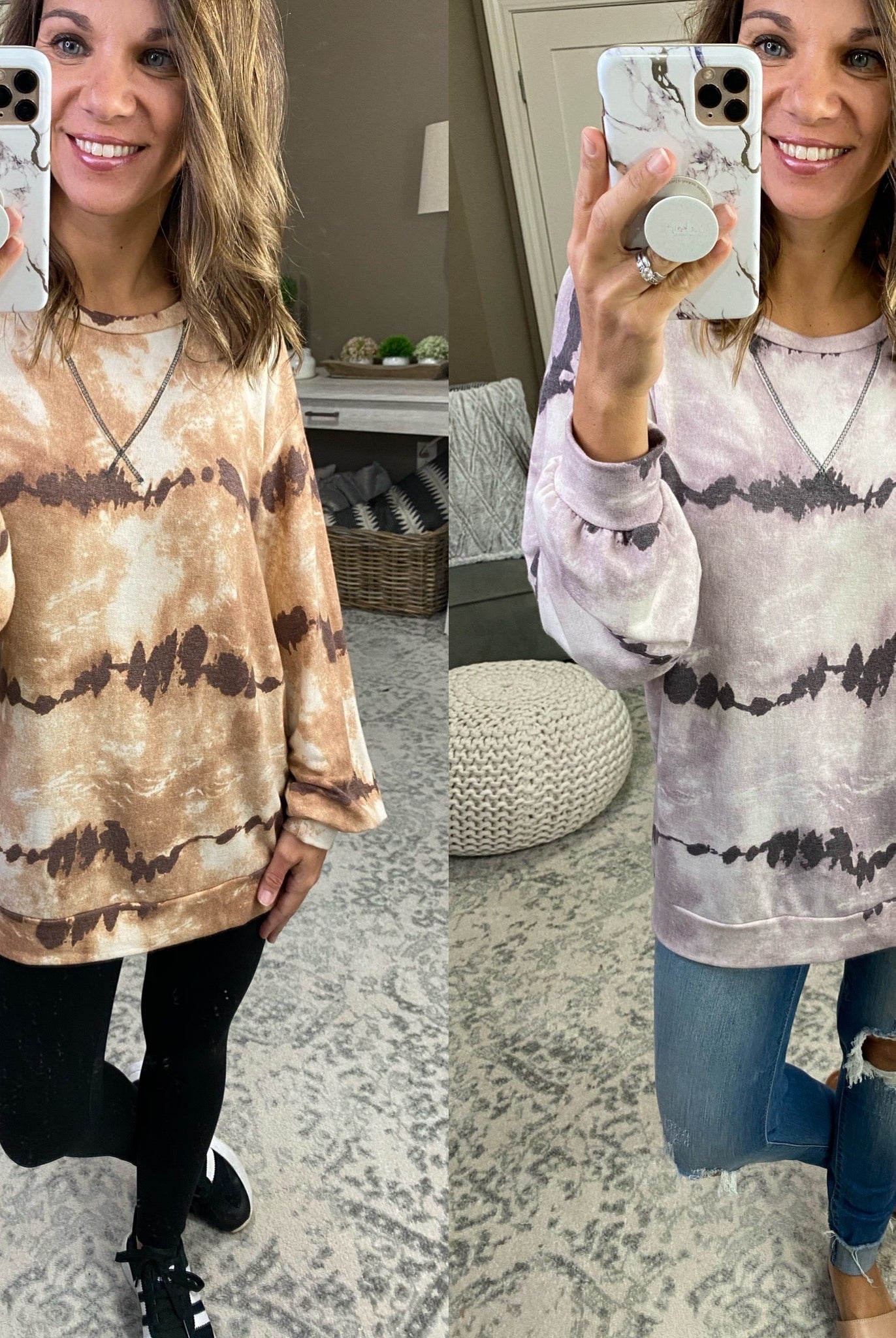 Perfect Timing Tie Dye Crew - Multiple Options-Long Sleeves-bibi bt1875-04-Anna Kaytes Boutique, Women's Fashion Boutique in Grinnell, Iowa