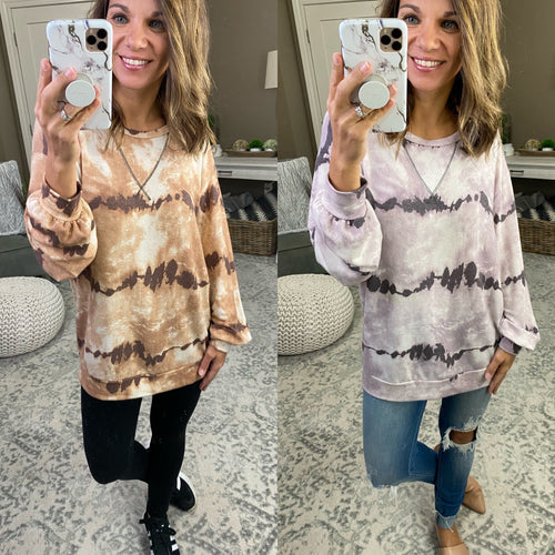 Perfect Timing Tie Dye Crew - Multiple Options-Clothing, Tops, Long sleeve,-bibi bt1875-04-Anna Kaytes Boutique, Women's Fashion Boutique in Grinnell, Iowa
