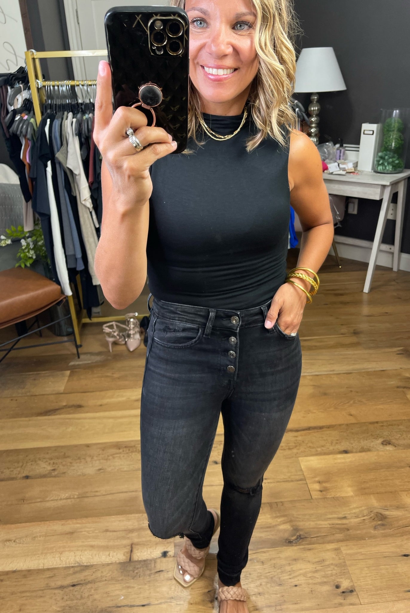 All The Same Double Lined Mockneck Bodysuit - Black-Bodysuits-Dress Forum FT7388-Anna Kaytes Boutique, Women's Fashion Boutique in Grinnell, Iowa