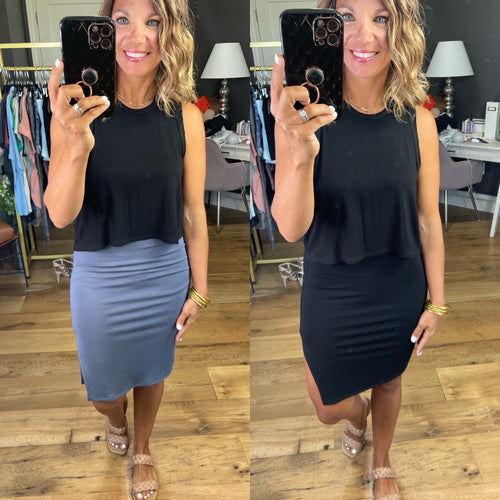 At This Time Double Layered Side Slit Skirt - Multiple Options-Wasabi & Mint WMS2481-Anna Kaytes Boutique, Women's Fashion Boutique in Grinnell, Iowa