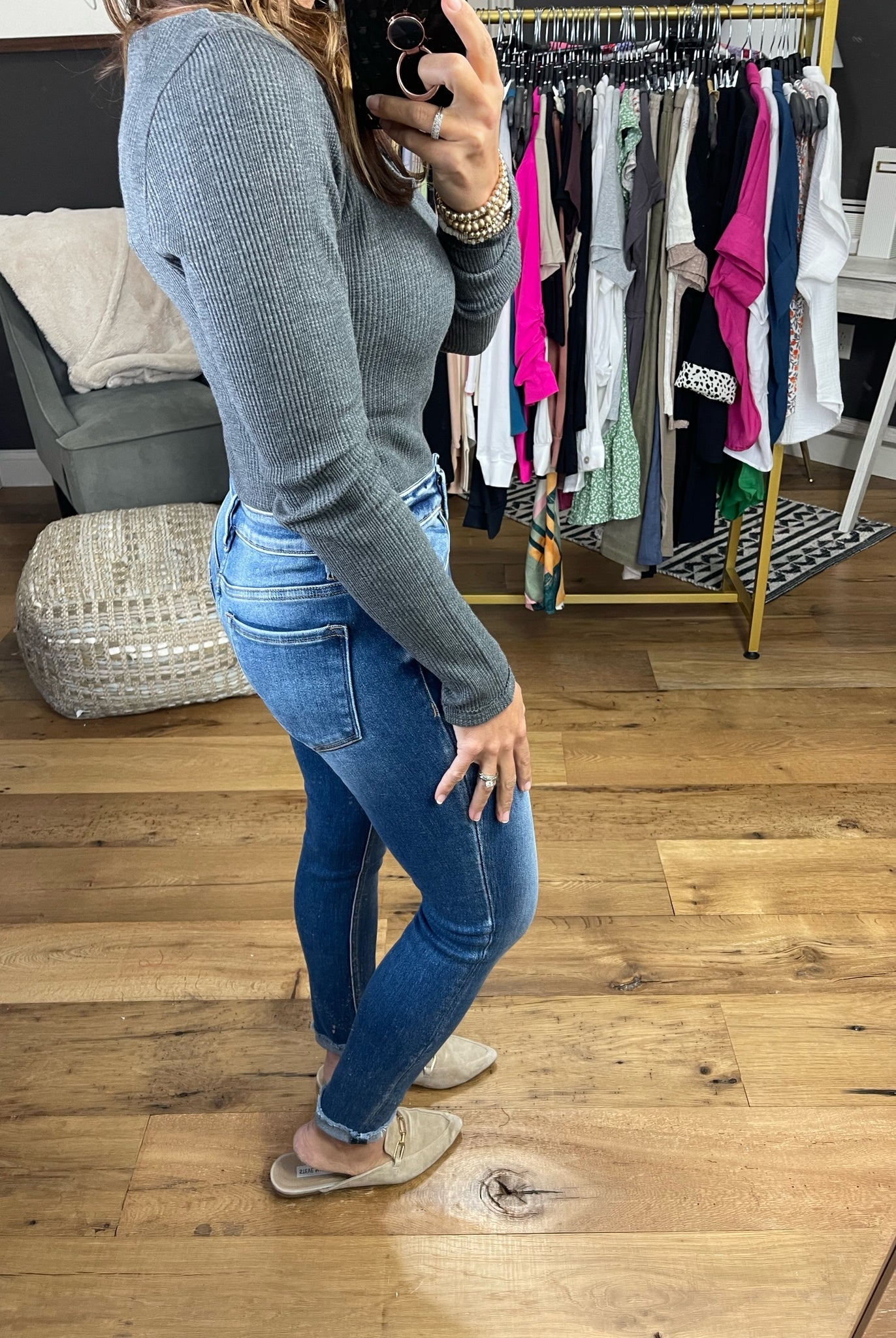 Come A Little Closer Waffle Bodysuit - Multiple Options-Bodysuits-Very J NP70012-Anna Kaytes Boutique, Women's Fashion Boutique in Grinnell, Iowa