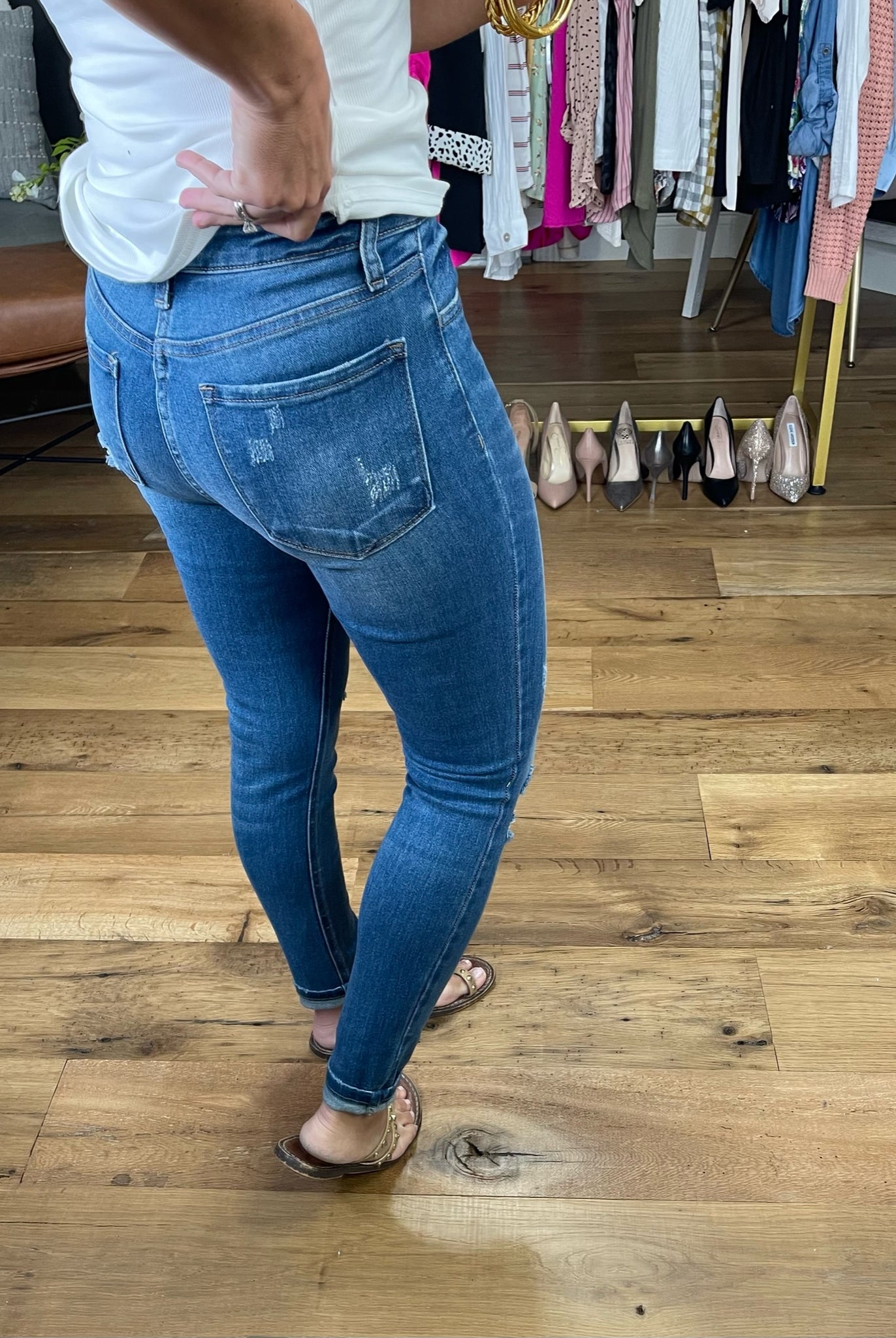The Jonnie High-Rise Distressed Skinny Crop Denim-Jeans-Vervet V2374-Anna Kaytes Boutique, Women's Fashion Boutique in Grinnell, Iowa