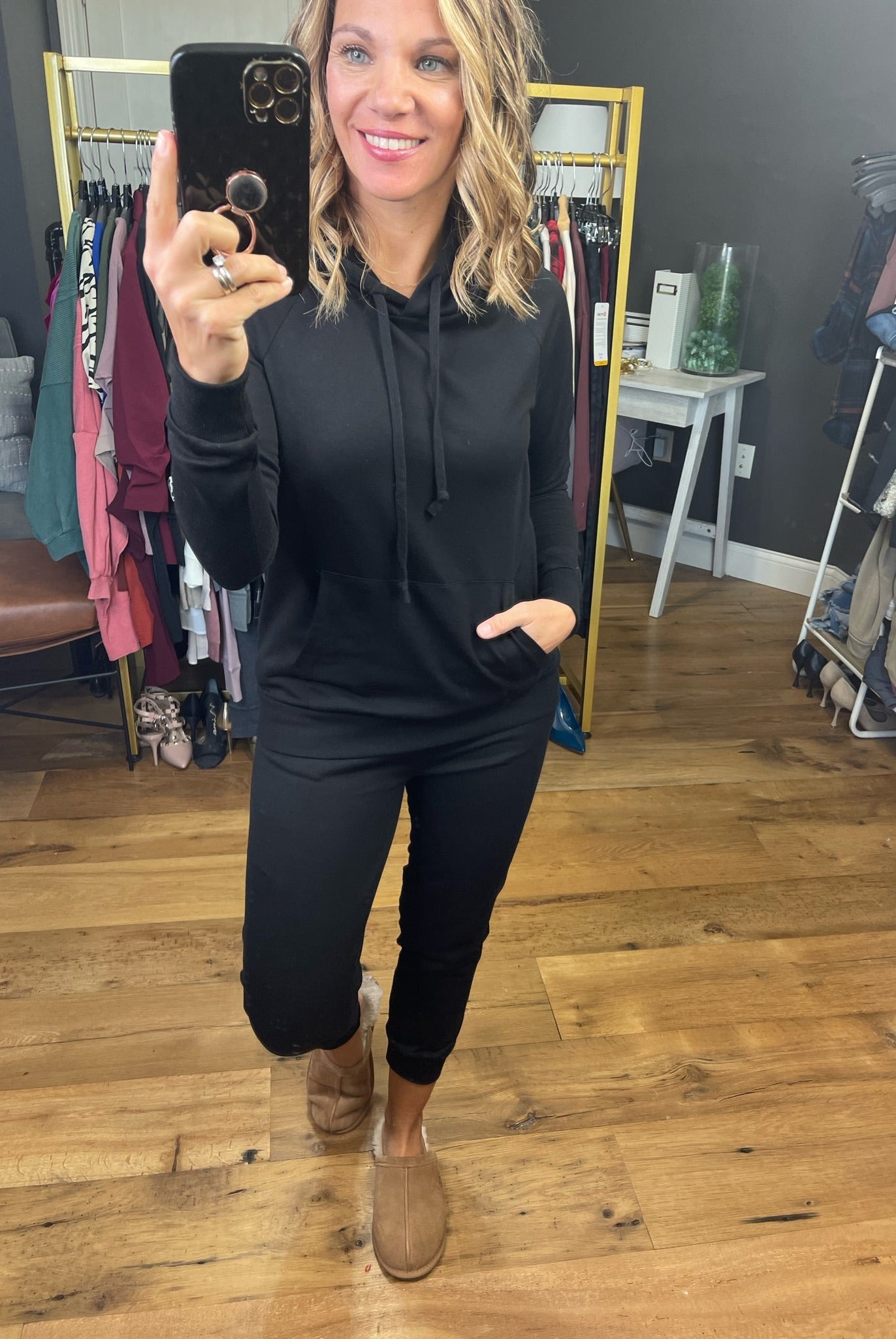 The Amelia Terry Jogger, Pant Only - Black-Jumpsuits-Active Basics P2978-Anna Kaytes Boutique, Women's Fashion Boutique in Grinnell, Iowa