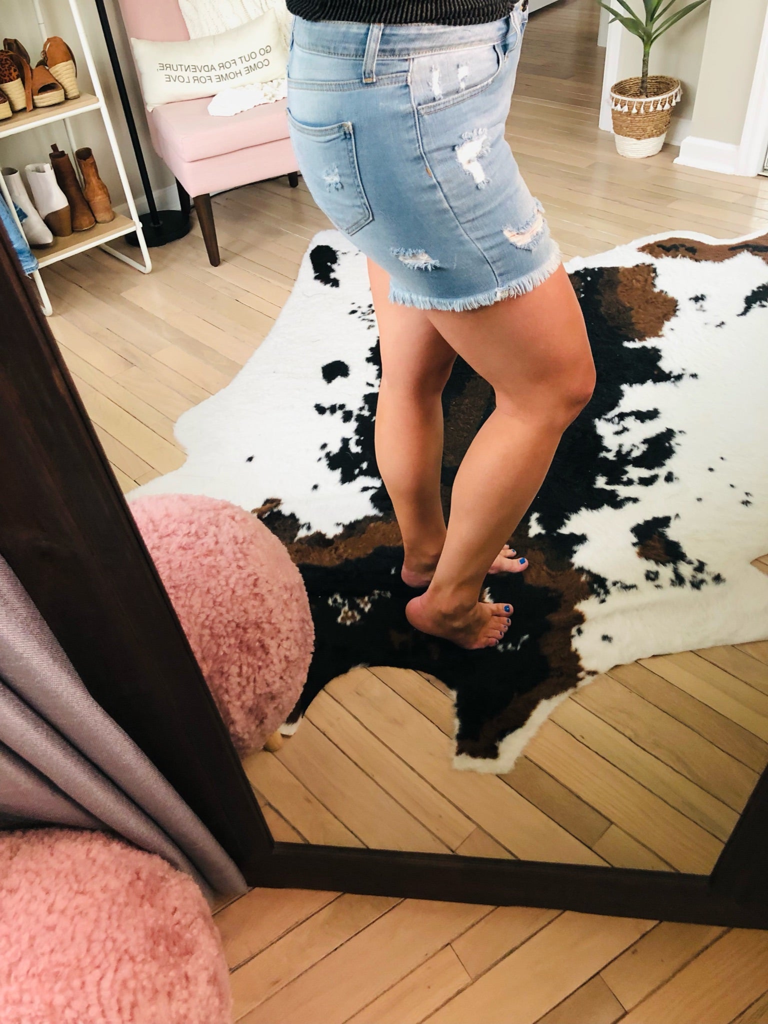 The Lela High-Rise Short With Distressed Detail - Light Denim-Shorts-Cello WV45415-Anna Kaytes Boutique, Women's Fashion Boutique in Grinnell, Iowa