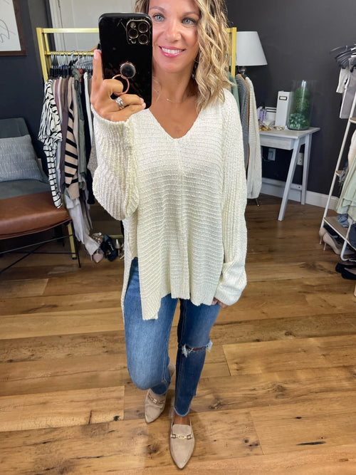 Isn't It True Textured Side Slit Sweater - Multiple Options-Wishlist-Anna Kaytes Boutique, Women's Fashion Boutique in Grinnell, Iowa