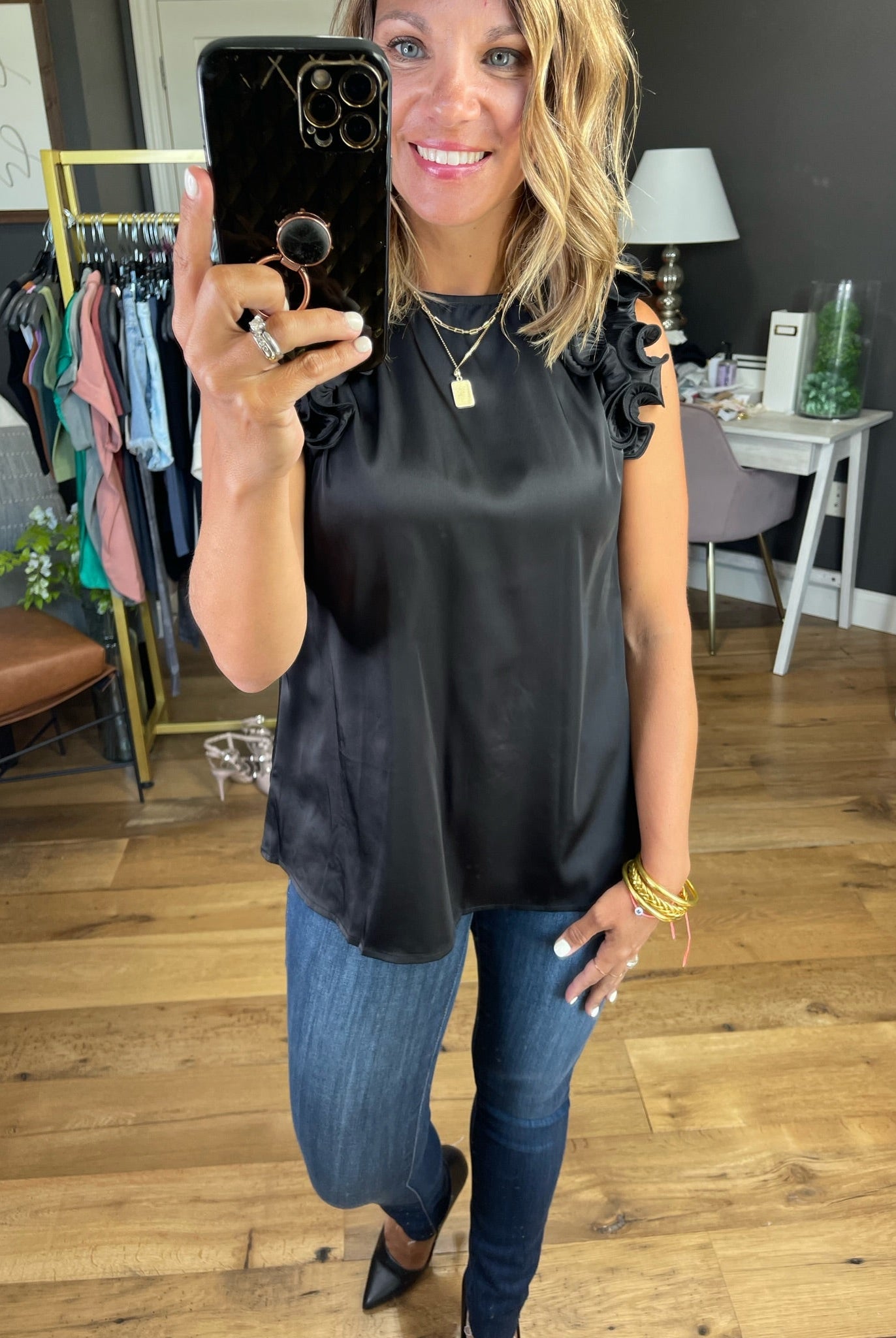 Meet Me At Midnight Statement Sleeve Top - Multiple Options-Short Sleeves-Jodifl B8490-Anna Kaytes Boutique, Women's Fashion Boutique in Grinnell, Iowa