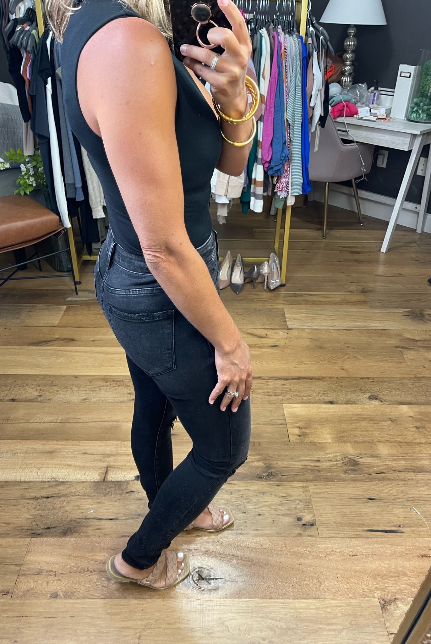 All The Same Double Lined Mockneck Bodysuit - Black-Bodysuits-Dress Forum FT7388-Anna Kaytes Boutique, Women's Fashion Boutique in Grinnell, Iowa