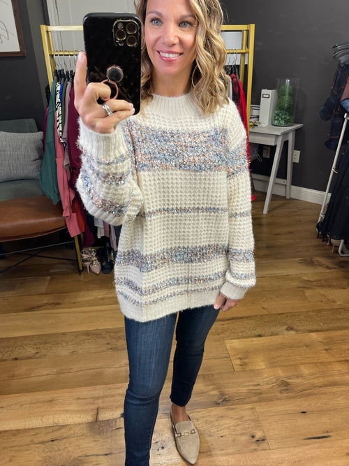 Tell You Everything Knit Striped Crew Sweater - Ivory Combo-Vine & Love VT51540-Anna Kaytes Boutique, Women's Fashion Boutique in Grinnell, Iowa