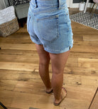 The Hannah High-Rise Single Cuff Mom Short-Shorts-Cello WV47755MD-Anna Kaytes Boutique, Women's Fashion Boutique in Grinnell, Iowa