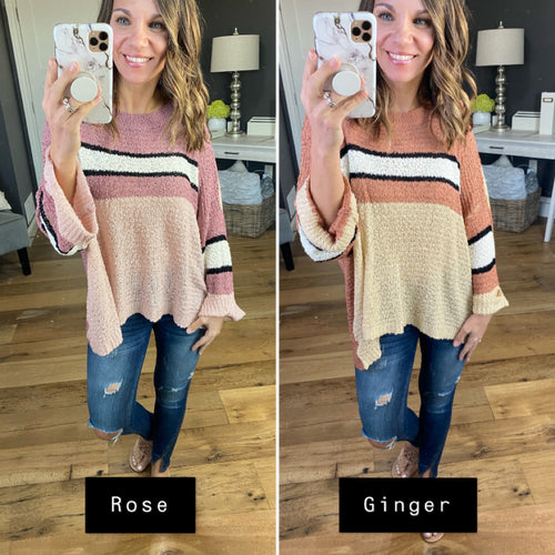 Call Me Later Light Knit Relaxed Drop Shoulder Colorblock Sweater- Multiple Options-Sweaters-La Miel JAS3556-Anna Kaytes Boutique, Women's Fashion Boutique in Grinnell, Iowa