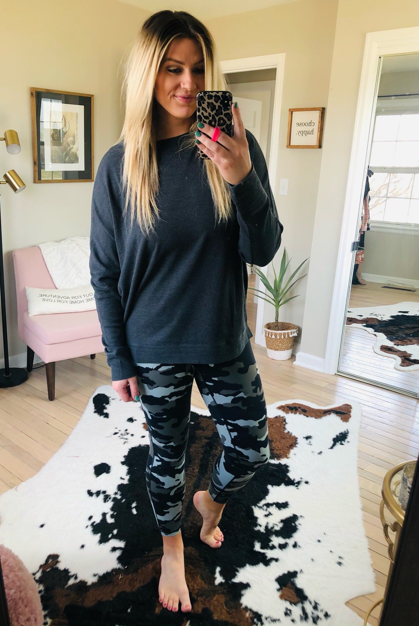 Get On The Road Grey Camo High Waisted Leggings with Mesh Ankle Detail-Leggings-Mono B-Anna Kaytes Boutique, Women's Fashion Boutique in Grinnell, Iowa