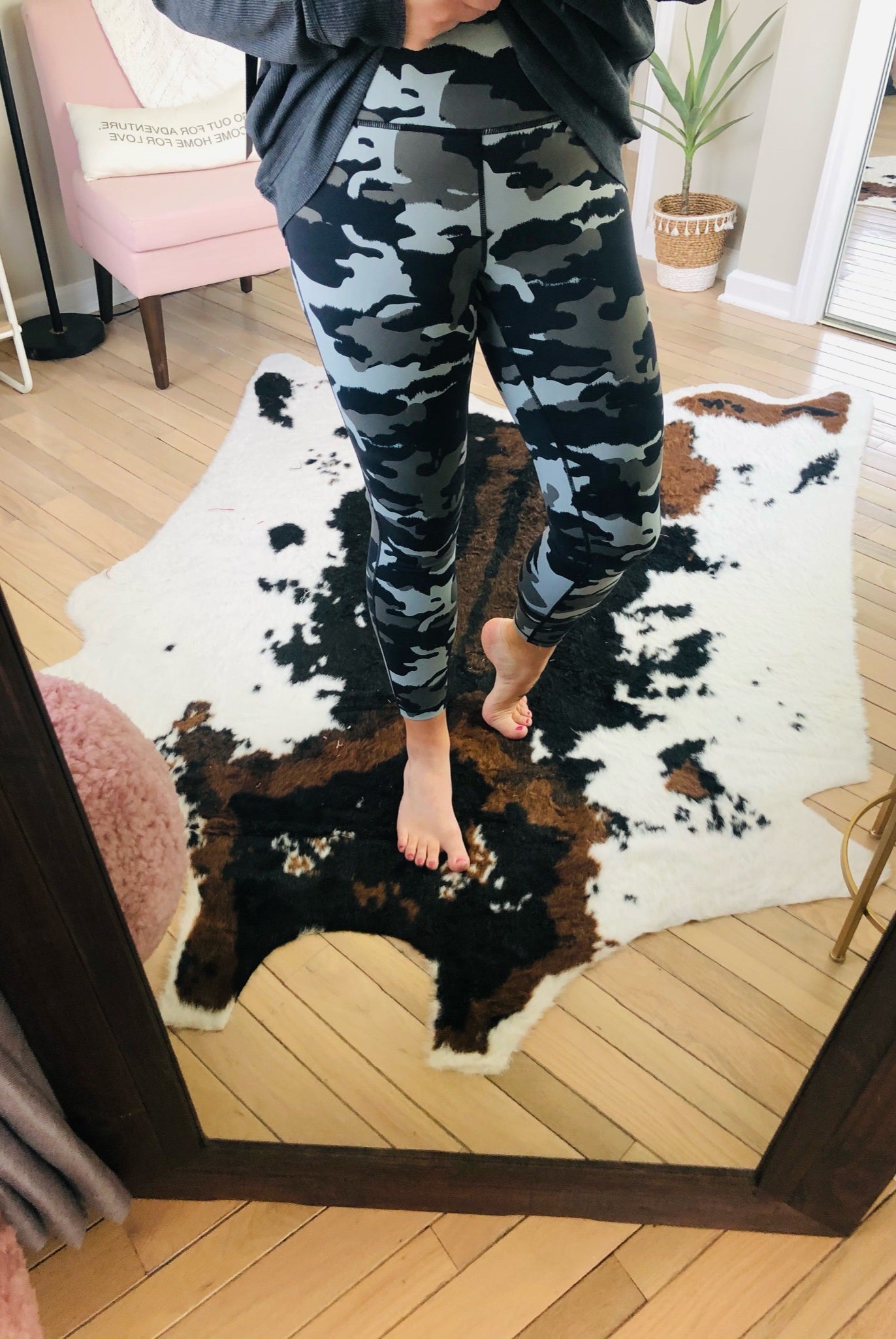 Get On The Road Grey Camo High Waisted Leggings with Mesh Ankle Detail-Leggings-Mono B-Anna Kaytes Boutique, Women's Fashion Boutique in Grinnell, Iowa