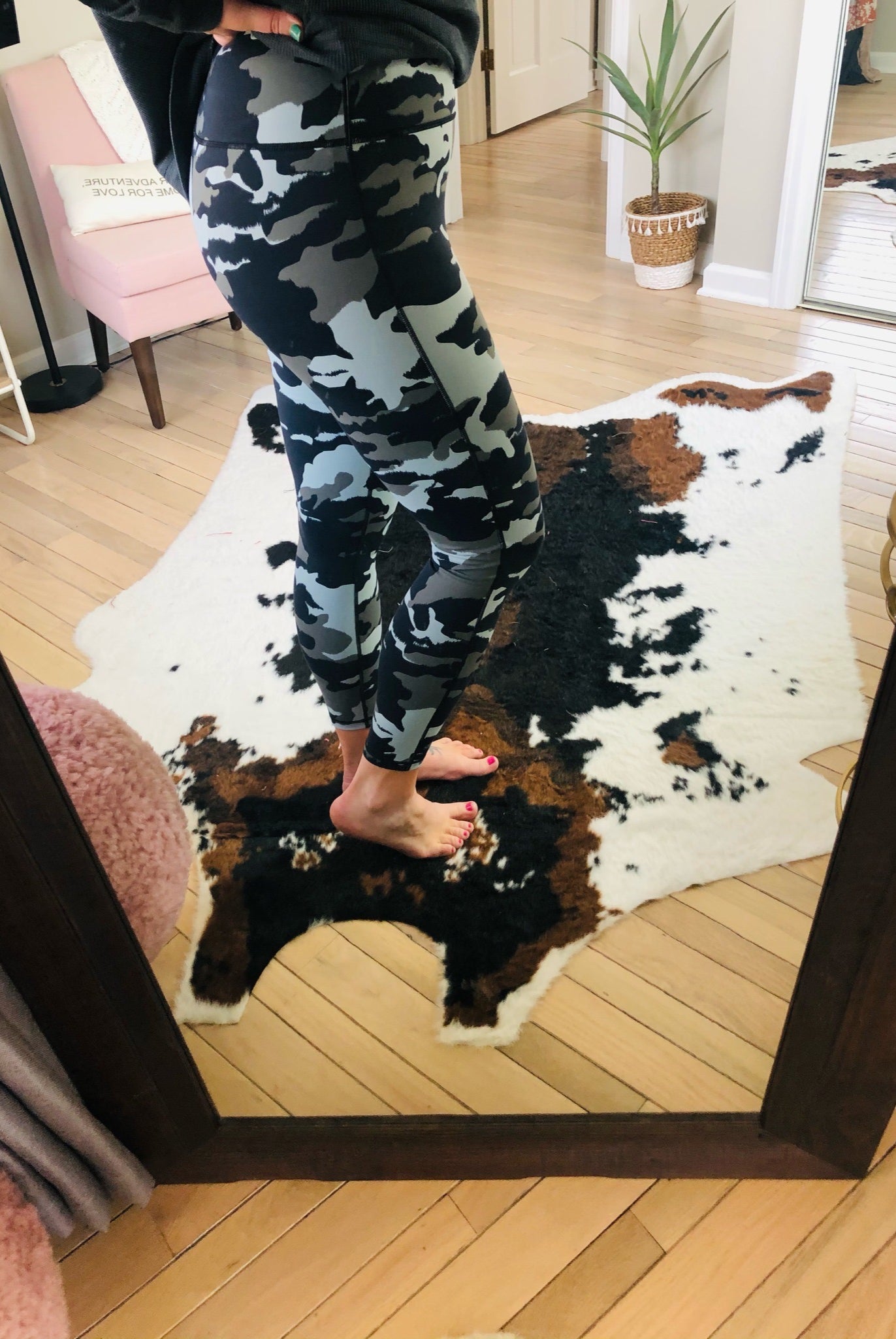 Get On The Road Grey Camo High Waisted Leggings with Mesh Ankle Detail-Leggings-Mono B-Anna Kaytes Boutique, Women's Fashion Boutique in Grinnell, Iowa