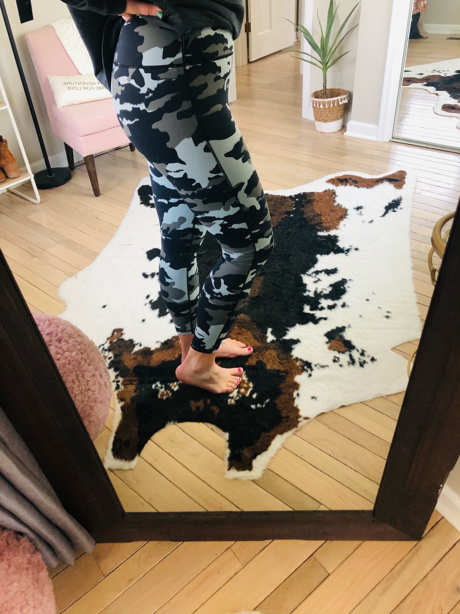 Get On The Road Grey Camo High Waisted Leggings with Mesh Ankle Detail-Leggings-Mono B-Anna Kaytes Boutique, Women's Fashion Boutique in Grinnell, Iowa