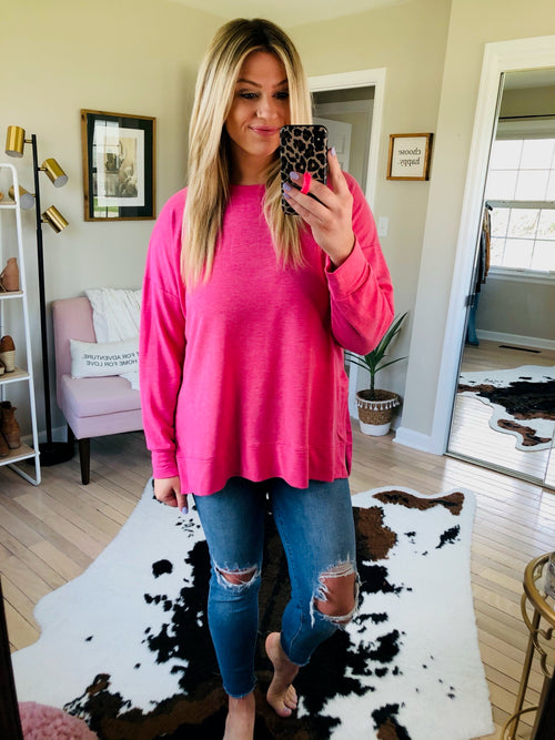 Break The Rules Pullover With Split Hem- Multiple Options-Clothing, Tops, Sweatshirts-MR Basics SPT2025B-Anna Kaytes Boutique, Women's Fashion Boutique in Grinnell, Iowa