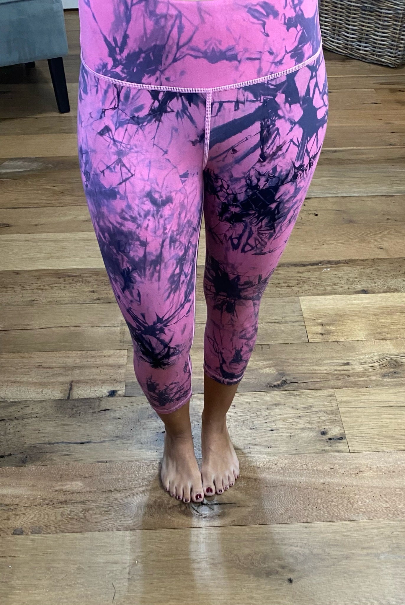 Hitting My Stride Pink & Black Marble Capri Legging-Leggings-Yelete ACT817105-Anna Kaytes Boutique, Women's Fashion Boutique in Grinnell, Iowa