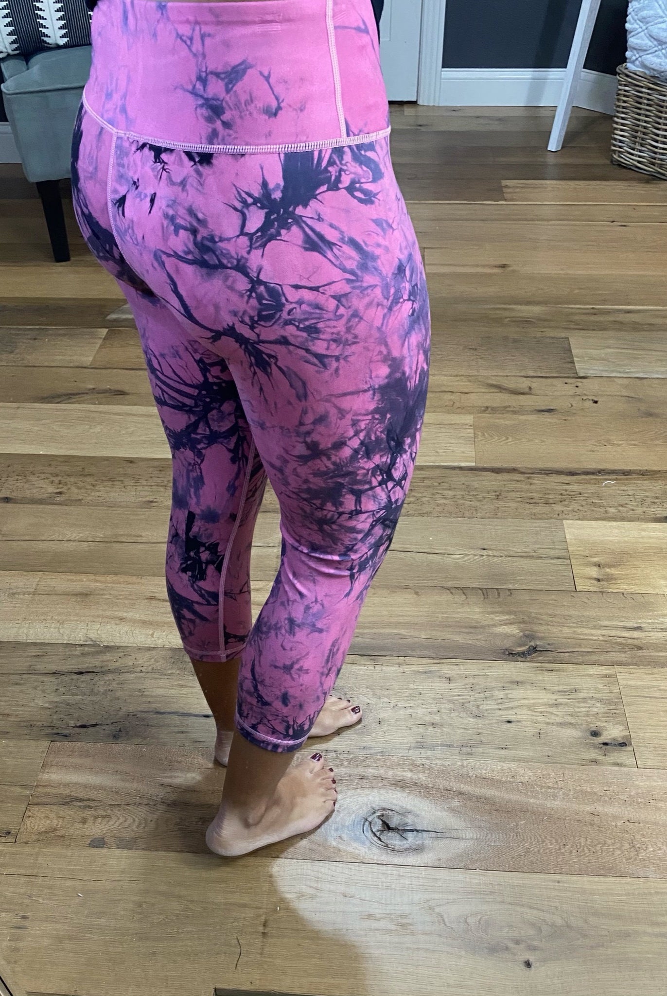 Hitting My Stride Pink & Black Marble Capri Legging-Leggings-Yelete ACT817105-Anna Kaytes Boutique, Women's Fashion Boutique in Grinnell, Iowa