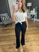 More Than Once Ribbed Flare Pant with Exposed Side Seam-Multiple Options-Pants-La Miel JAP4174-Anna Kaytes Boutique, Women's Fashion Boutique in Grinnell, Iowa