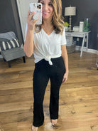 More Than Once Ribbed Flare Pant with Exposed Side Seam-Multiple Options-Pants-La Miel JAP4174-Anna Kaytes Boutique, Women's Fashion Boutique in Grinnell, Iowa