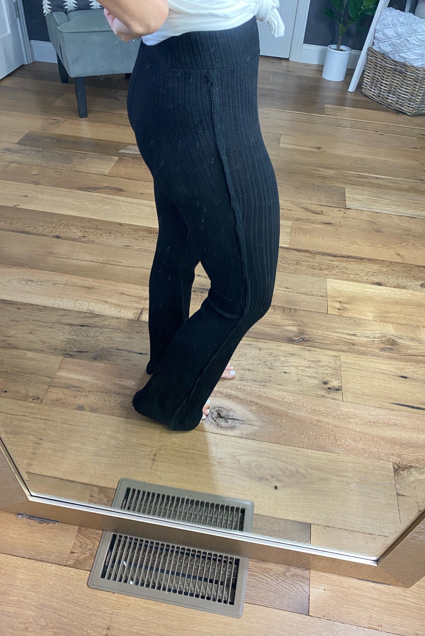 More Than Once Ribbed Flare Pant with Exposed Side Seam-Multiple Options-Pants-La Miel JAP4174-Anna Kaytes Boutique, Women's Fashion Boutique in Grinnell, Iowa
