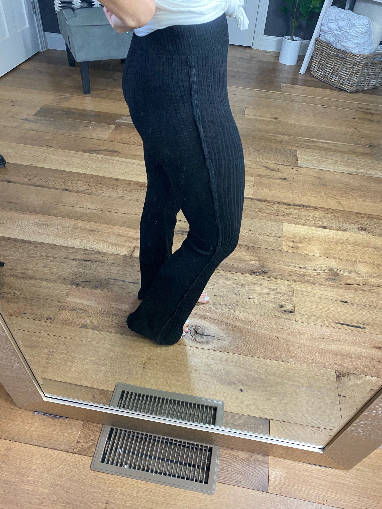 More Than Once Ribbed Flare Pant with Exposed Side Seam-Multiple Options-Pants-La Miel JAP4174-Anna Kaytes Boutique, Women's Fashion Boutique in Grinnell, Iowa
