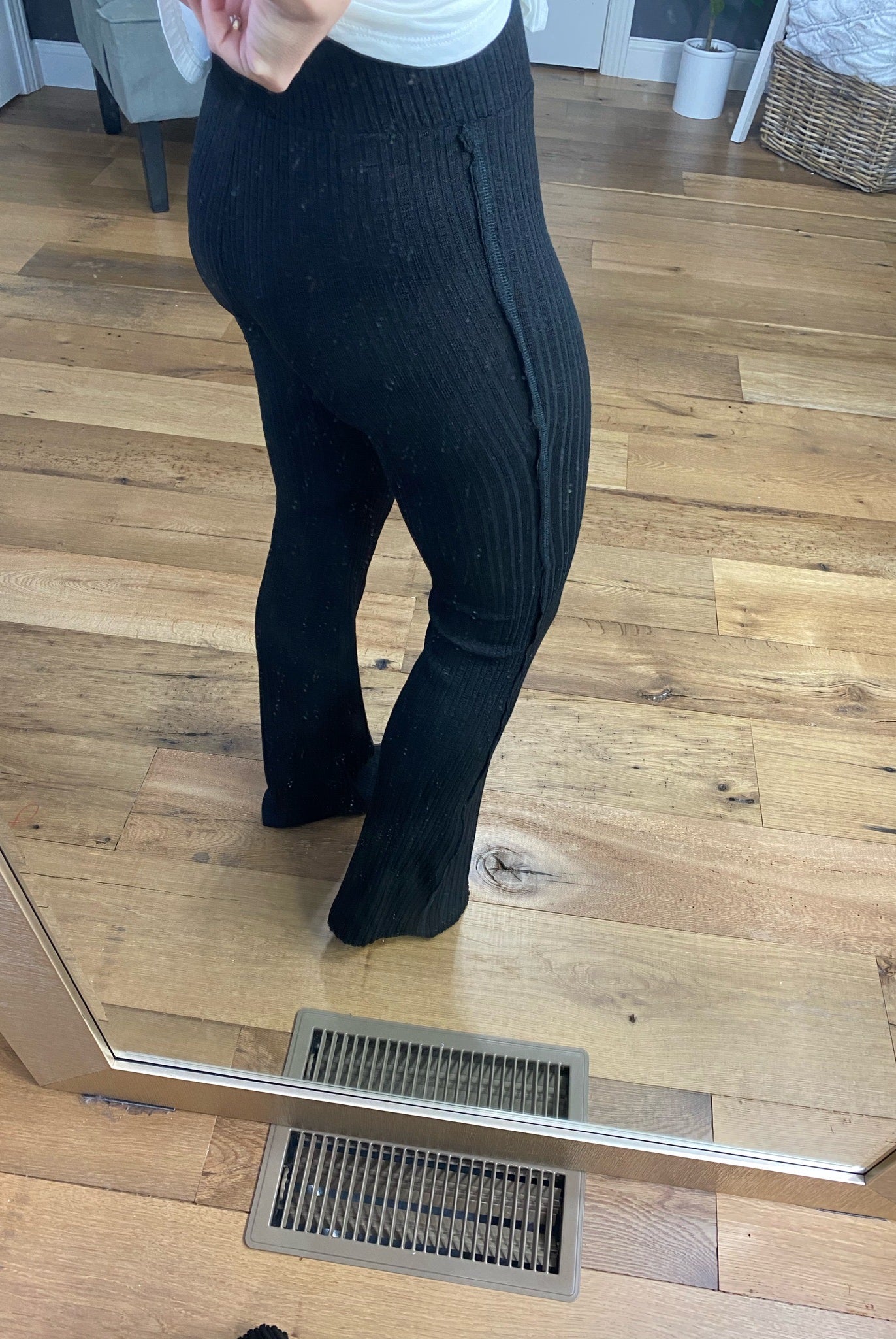More Than Once Ribbed Flare Pant with Exposed Side Seam-Multiple Options-Pants-La Miel JAP4174-Anna Kaytes Boutique, Women's Fashion Boutique in Grinnell, Iowa
