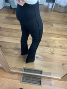 More Than Once Ribbed Flare Pant with Exposed Side Seam-Multiple Options-Pants-La Miel JAP4174-Anna Kaytes Boutique, Women's Fashion Boutique in Grinnell, Iowa