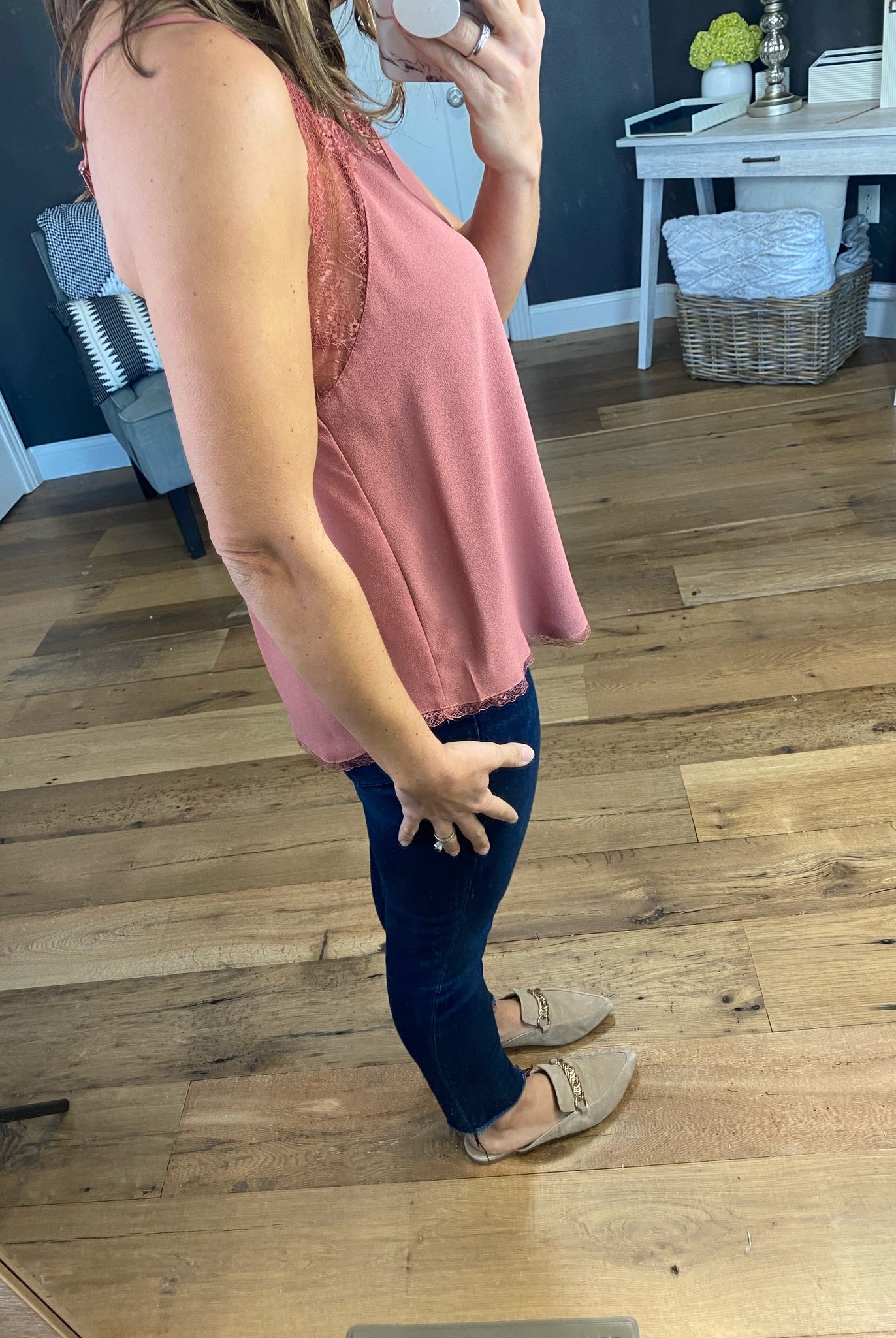 Picture Perfect Cami with Lace Neckline & Adjustable Straps- Multiple Options-Sleeveless-La Miel HUT7065-Anna Kaytes Boutique, Women's Fashion Boutique in Grinnell, Iowa