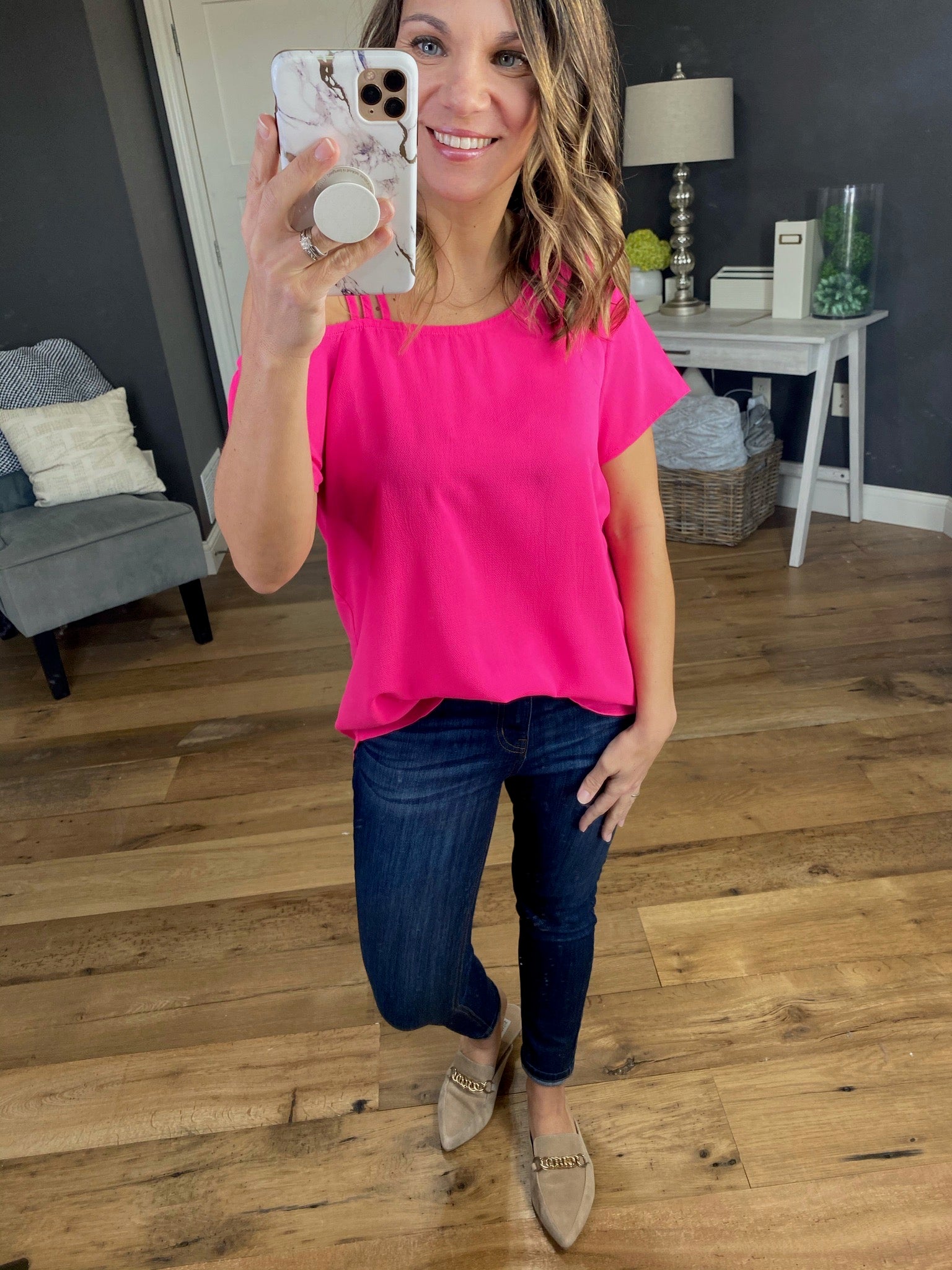 Since Then Top with Caged Cold Shoulder - Multiple Options-Short Sleeves-staccato 18296-Anna Kaytes Boutique, Women's Fashion Boutique in Grinnell, Iowa