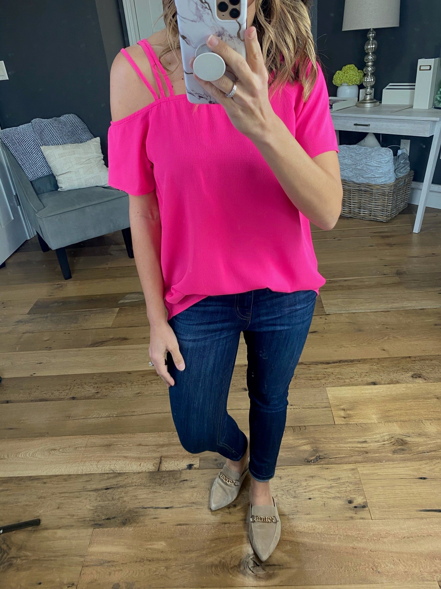 Since Then Top with Caged Cold Shoulder - Multiple Options-Short Sleeves-staccato 18296-Anna Kaytes Boutique, Women's Fashion Boutique in Grinnell, Iowa