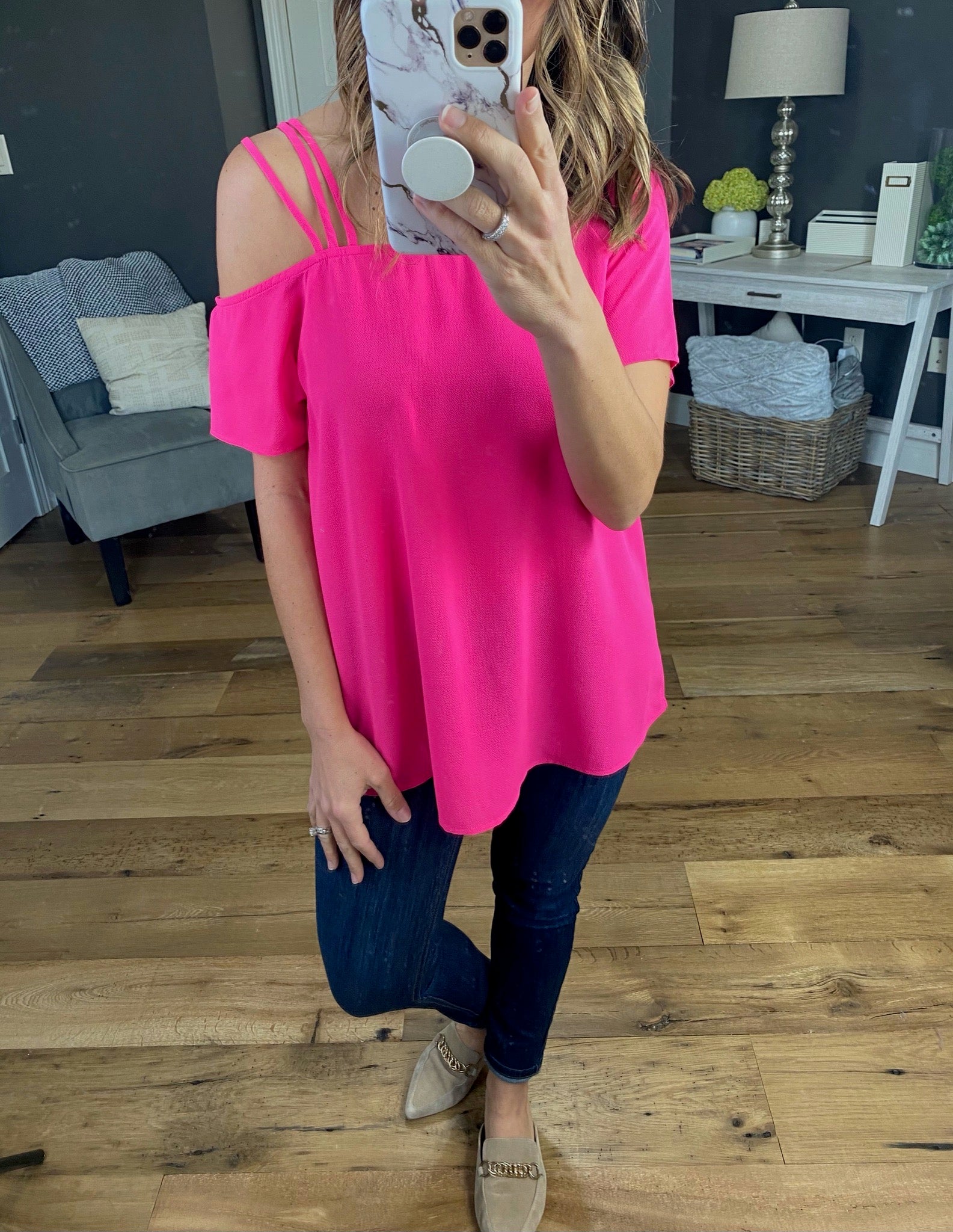 Since Then Top with Caged Cold Shoulder - Multiple Options-Short Sleeves-staccato 18296-Anna Kaytes Boutique, Women's Fashion Boutique in Grinnell, Iowa